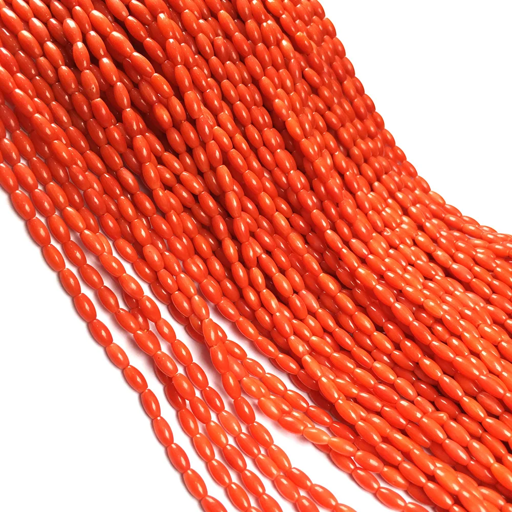 Небольшие бусины 3x7 мм высококачественные натуральные коралловые свободные