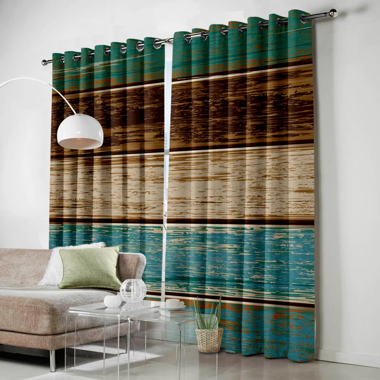 Retro Wood Grain Texture Curtains Window Living Room Kitchen Indoor High Blackout Curtain | Дом и сад