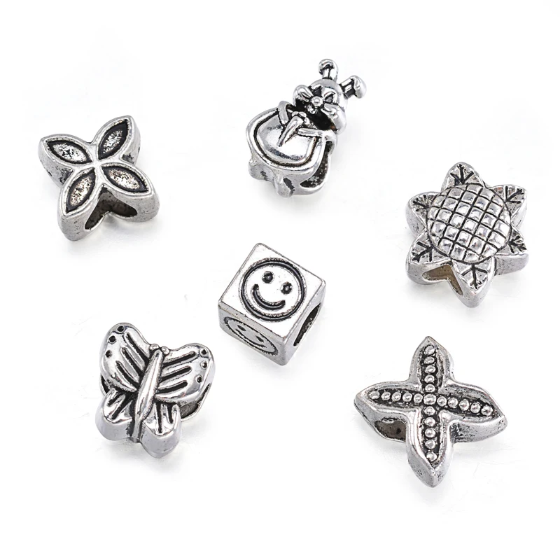 40 шт./компл. антикварные серебряные бусины серии животных круглые разделители