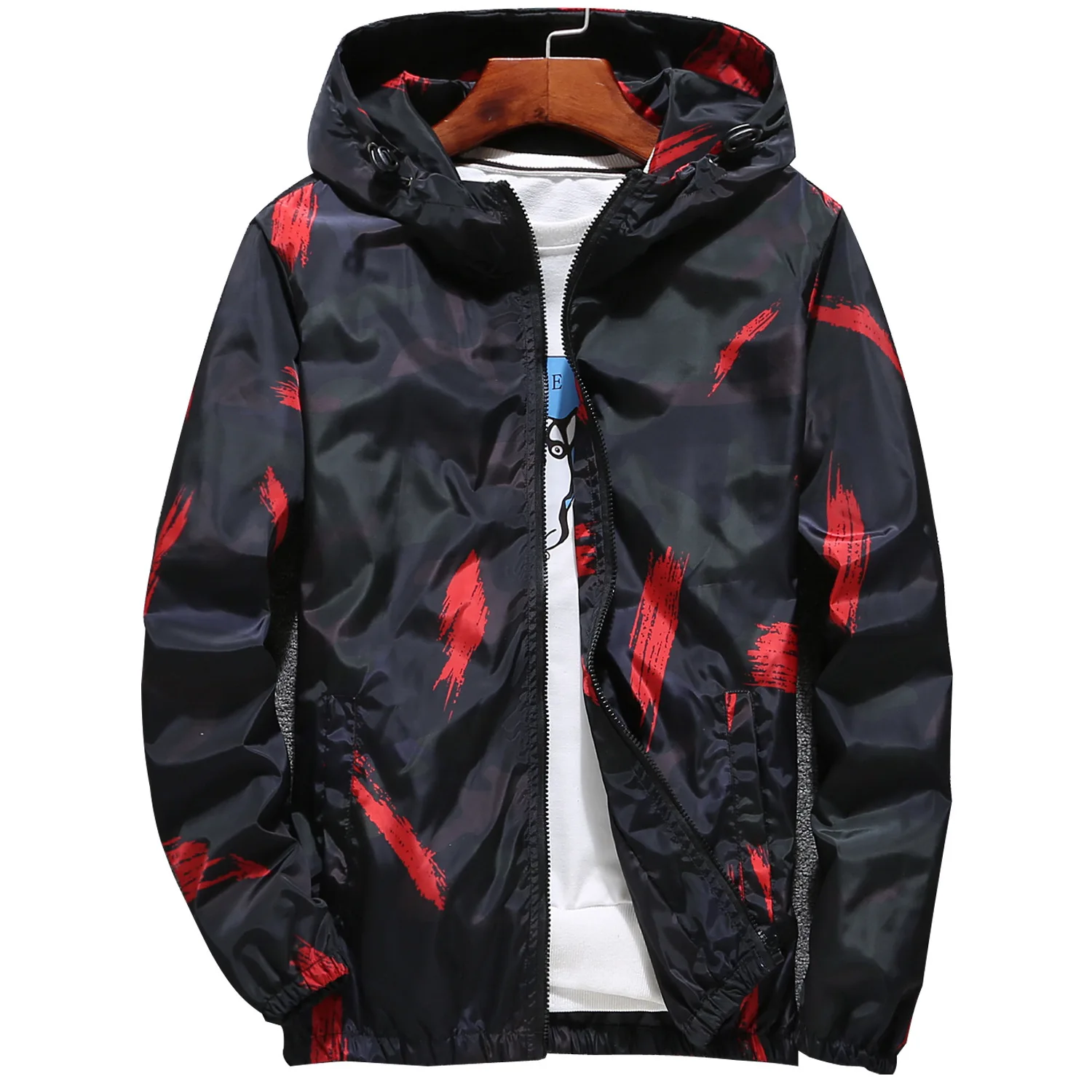 

2021 Men's Camouflage Loose Jacket Youth Printed Hooded Thin Jacket