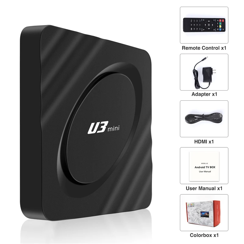 

U3 mini Android 9.0 Smart TV Box Amlogic S905W Quad Core 2.4Ghz Wifi 4K 1080P media player 64 bit U3mini Set-Top Box IPTV box
