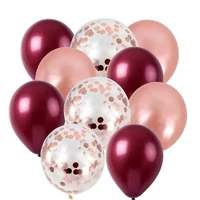 10 pcslot rose gold confetti balloon burgundy wine red latex balloons wedding decoration happy birthday party supplies ballons
