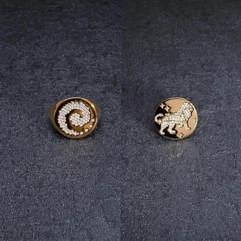 

Женское кольцо в стиле ретро, оригинальное кольцо из серии созвездий с золотым фианитом 1:1, 2020