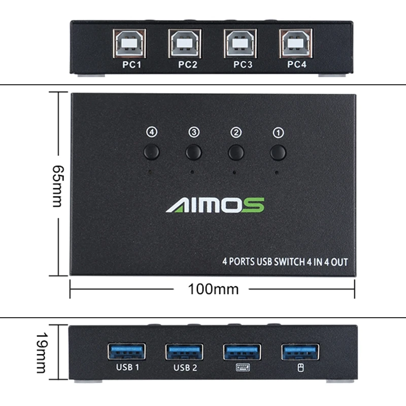 USB 2 0 переключатель KVM разветвитель коробка для 4 ПК совместное использование
