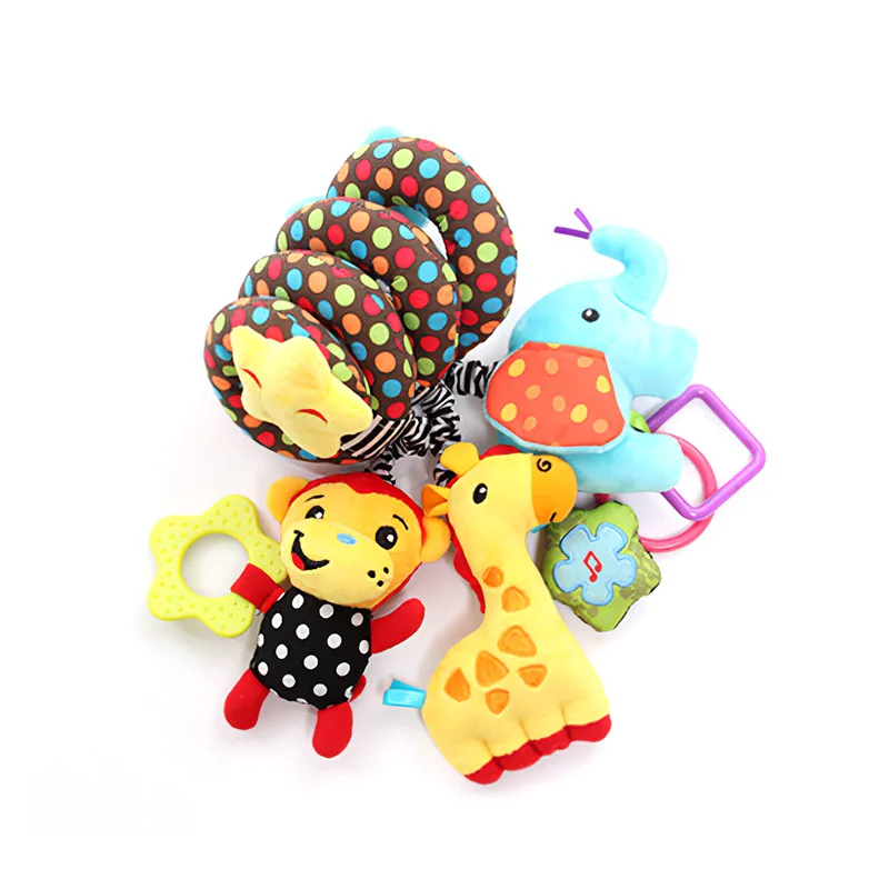 

Infant Baby Bed Around Rattle Bell Cartoon Animal Stroller Hanging Stuffed Wrap Spiral Safety Toys For Baby Gift