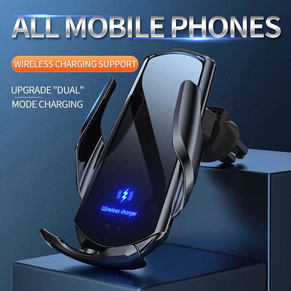 automatic clamping 15w qi car wireless charger for iphone 13 12 11 xs xr x 8 samsung s20 s21 magnetic usb charging phone holder free global shipping