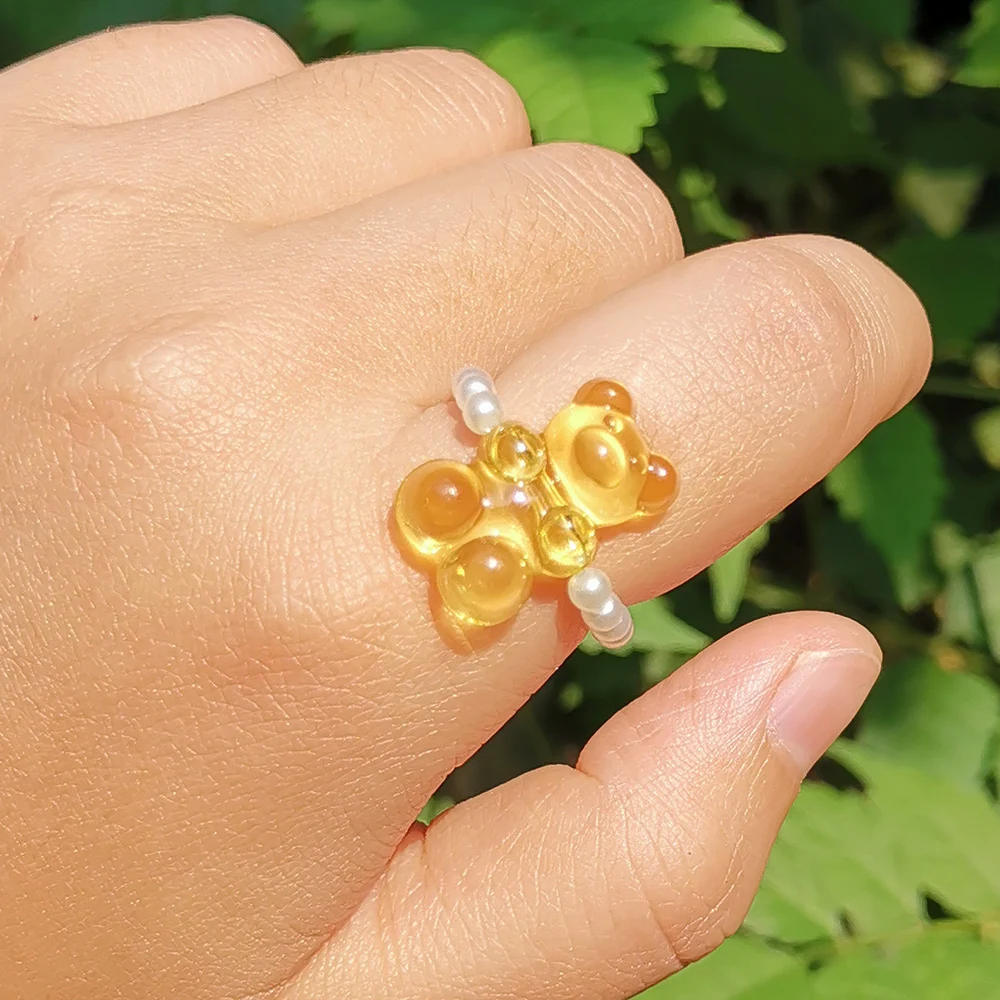 Милые прозрачные кольца ZX с мишкой из жевательного медведя для женщин винтажные