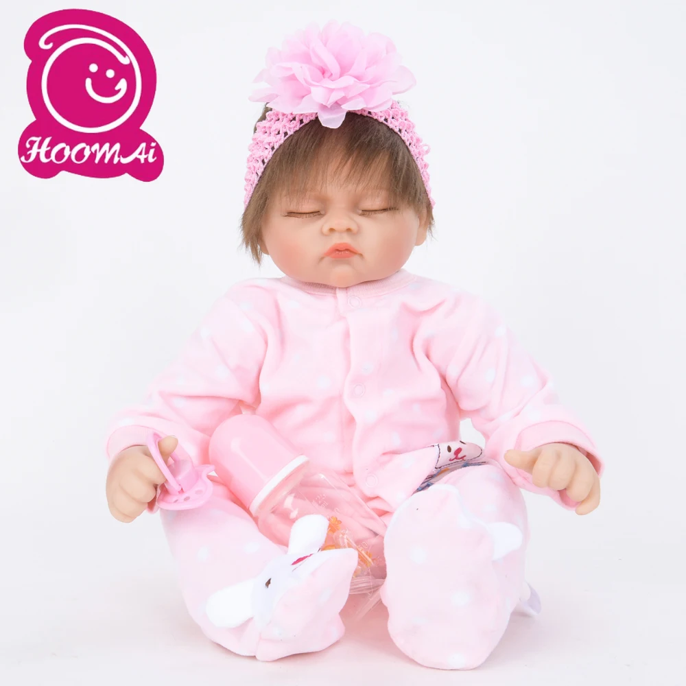 

Sweet Sleeping Lifelike Rooted Mohair 18 Inch Bebe Reborn Baby Dolls 45CM Soft Silicone Real Doll Baby Kid Birthday Gifts Toys