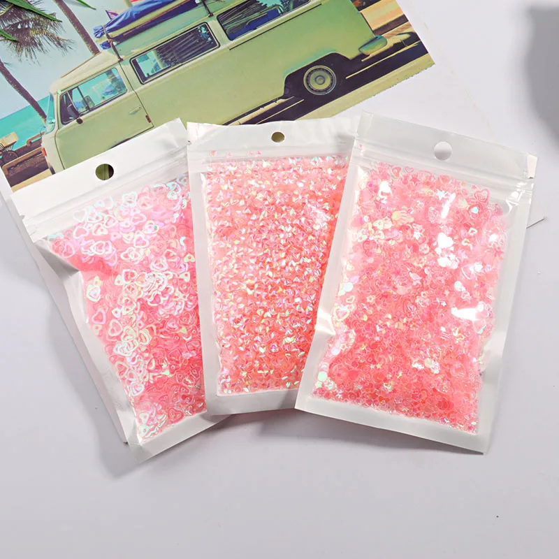 10g/Pack transparentpink Mix Moon Dot Shell Swan Nail Sequins Paillettes Wedding Craft, Slime Making Wedding Decoration Confetti images - 6