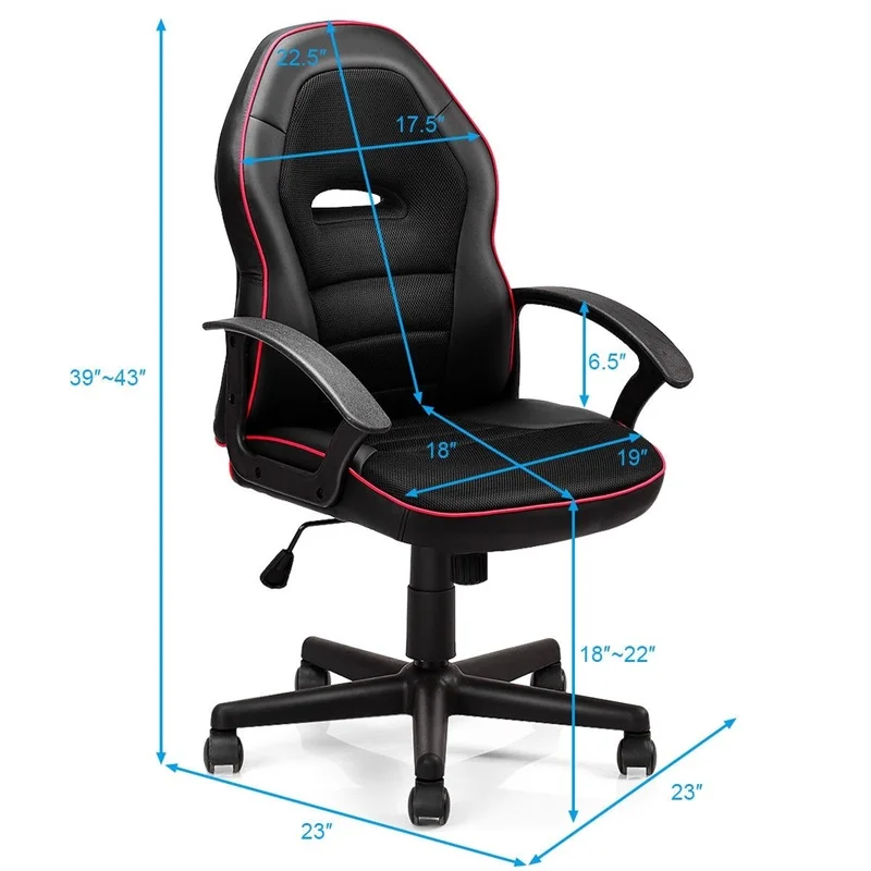 GIANTEX игровое кресло для гоночных игр офисное средней спинки поворотного