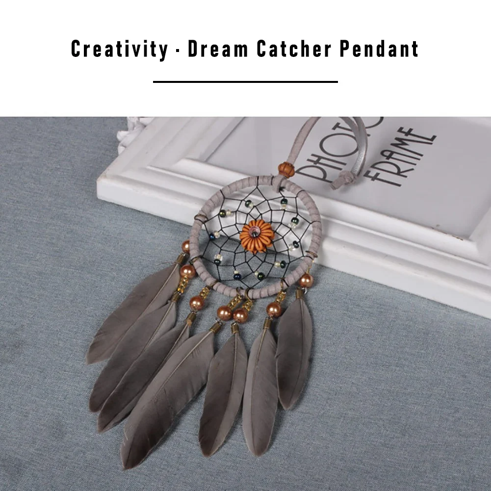 1pcs Mini Car Dream Catching Wind Chimes Handcraft Hanging Ornaments With Feathers Bedroom Living Room Decoration Supplies | Дом и сад