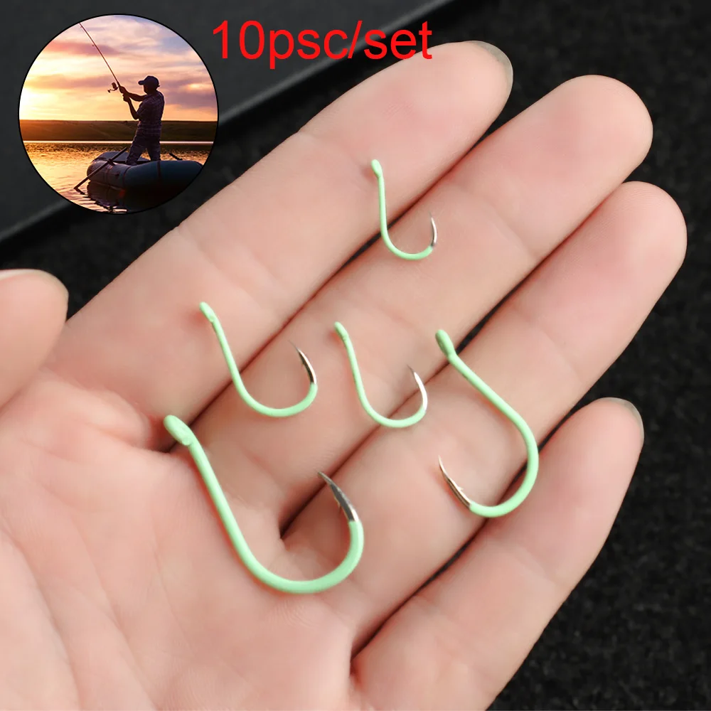 

10Pcs/Set Luminous Fishing Hooks Lure Bait Fishing Tackle Durable Winter Ice Lake Sea Fishing Head Lead High Quality Accessories