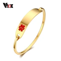 vnox free engraving medical alert bracelet non allergenic surgical steel id cuff bangle bracelets for women jewelry