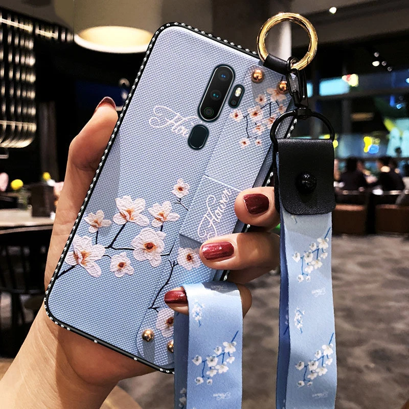 

With Lanyard Wrist Strap Soft Case For OPPO Reno 5 2 Realme V15 5 C3 C2 XT X2 Pro A5 A9 A31 A53 2020 A52 A72 A55 A93 A3S Find X2