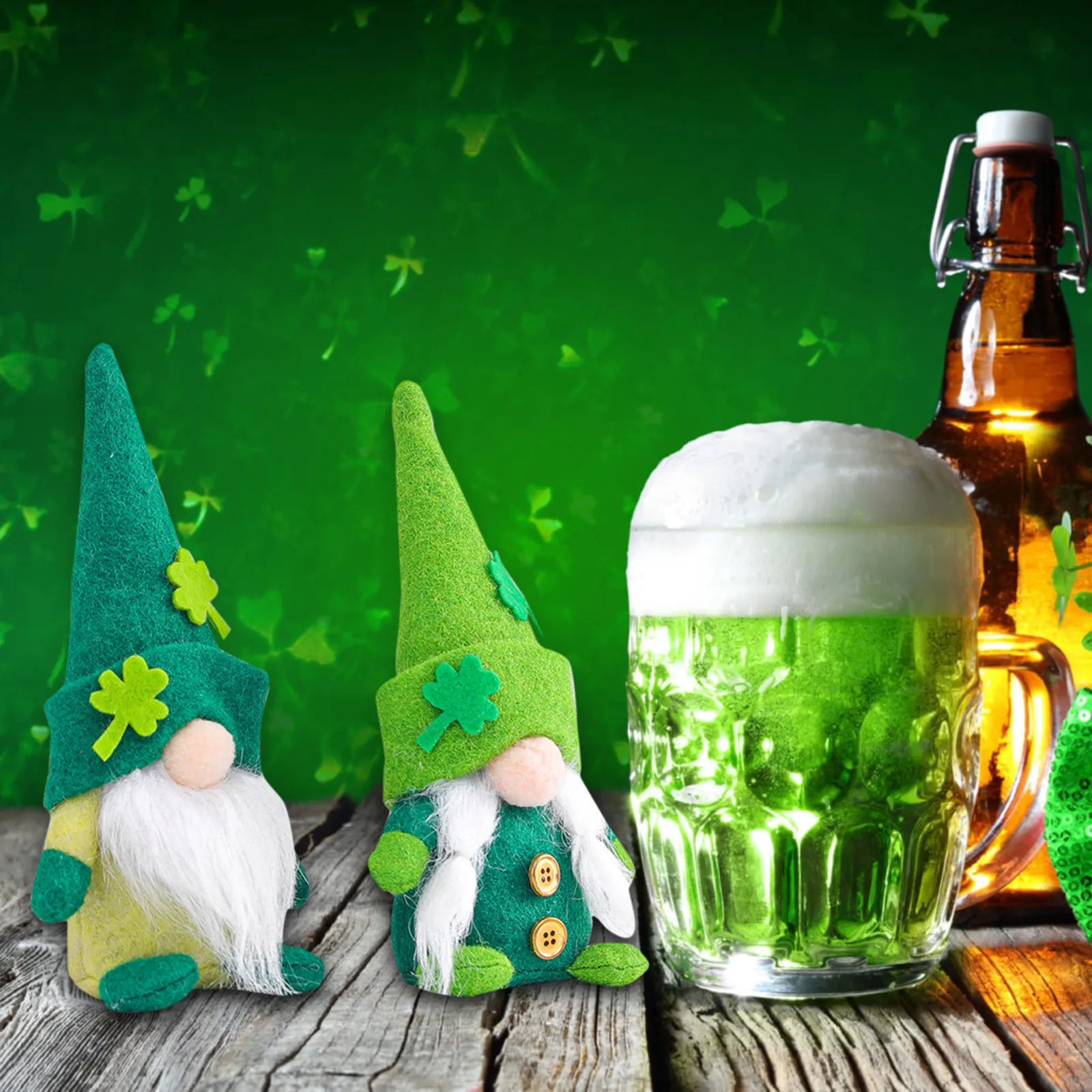 

2PCS Home Decor Patrick's Day lovely Faceless Doll Decoration Green Hat Doll Faceless Elderly Irish Festival Ornaments