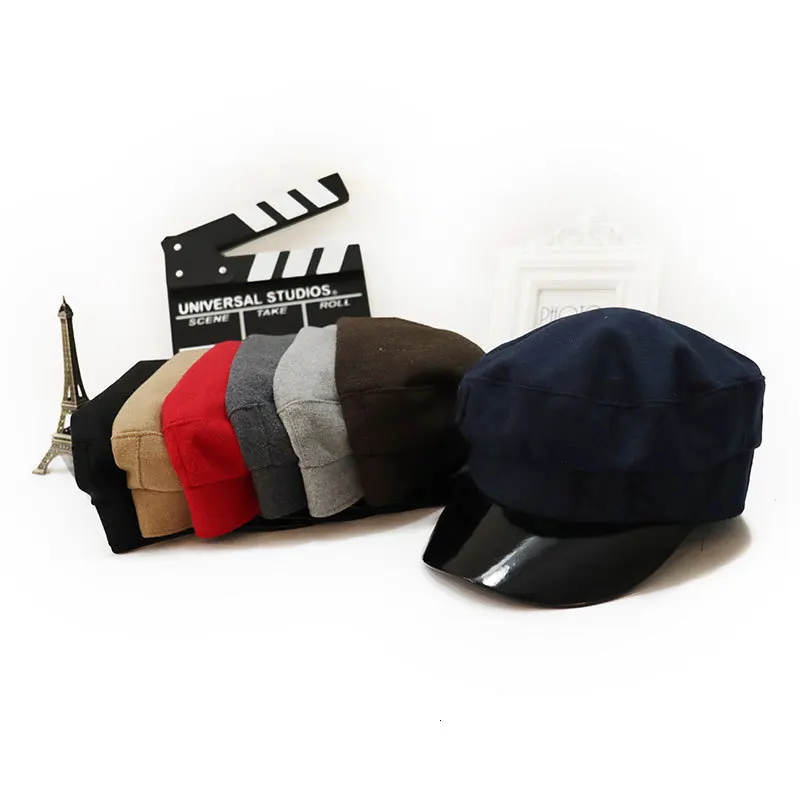 Hat Women's Beret Fashion Solid Color Wool Beret Octagon Cap Spring and Autumn Winter Lady Vintage Duck Tongue Beret Sun Hat