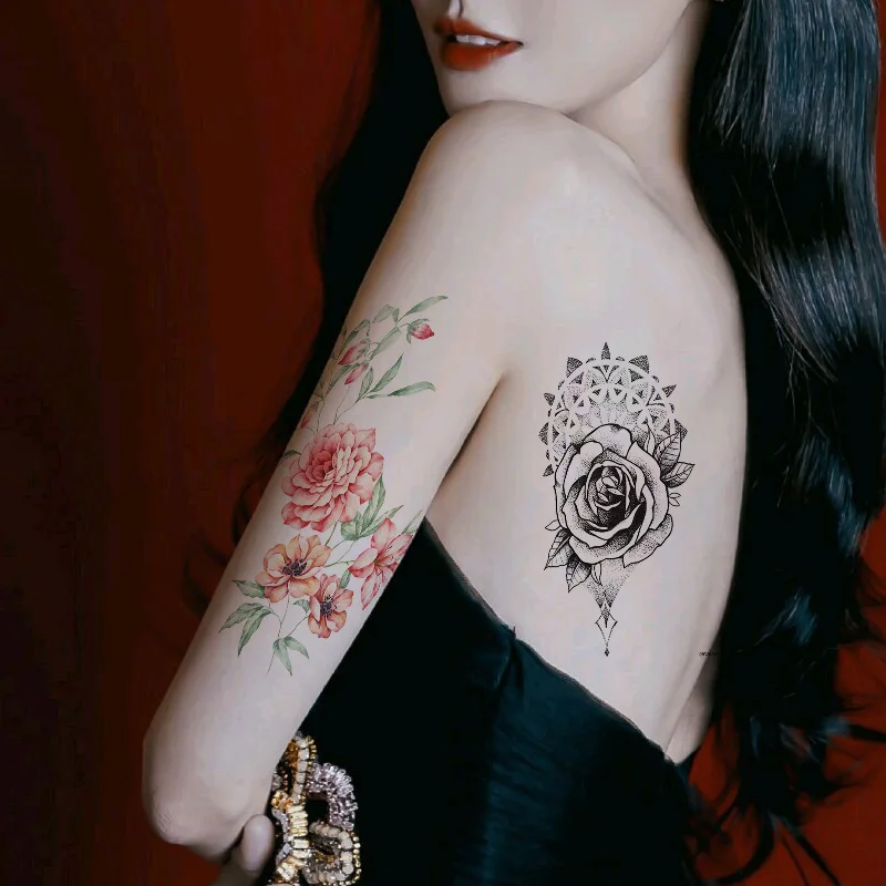 Татуировка на руку для женщины девушки боди-арт наклейка фламинго цветок бабочка