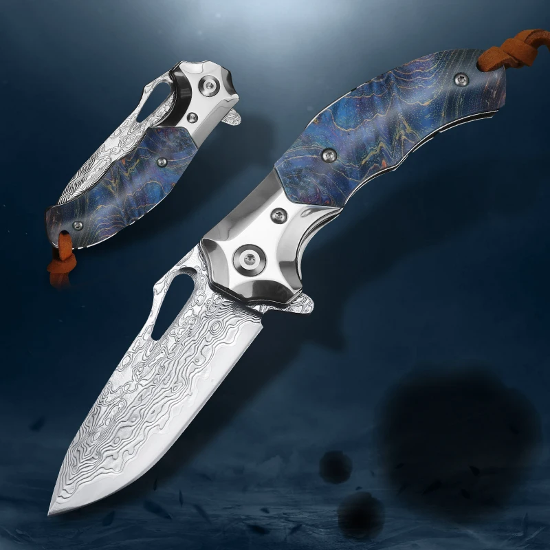 Дамаск VG10 стали карманный нож для повседневного использования охотничьи ножи складной Открытый Кемпинг