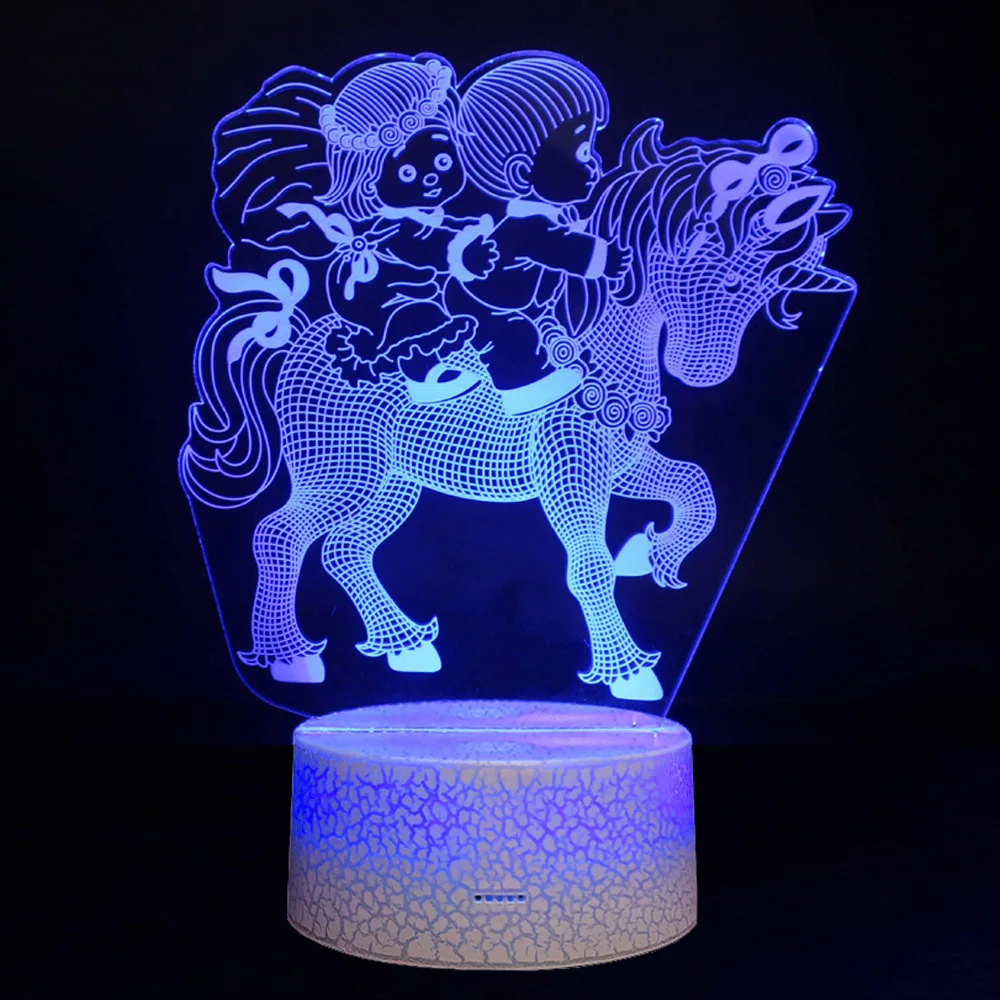 Единорог 3d 7 цветов меняющий Ночной светильник Licht Ligero Leger детская Светодиодная настольная лампа Lampa Lampara ночной Светильник Прямая поставка - Испускаемый цвет: 7 Colors Changeable