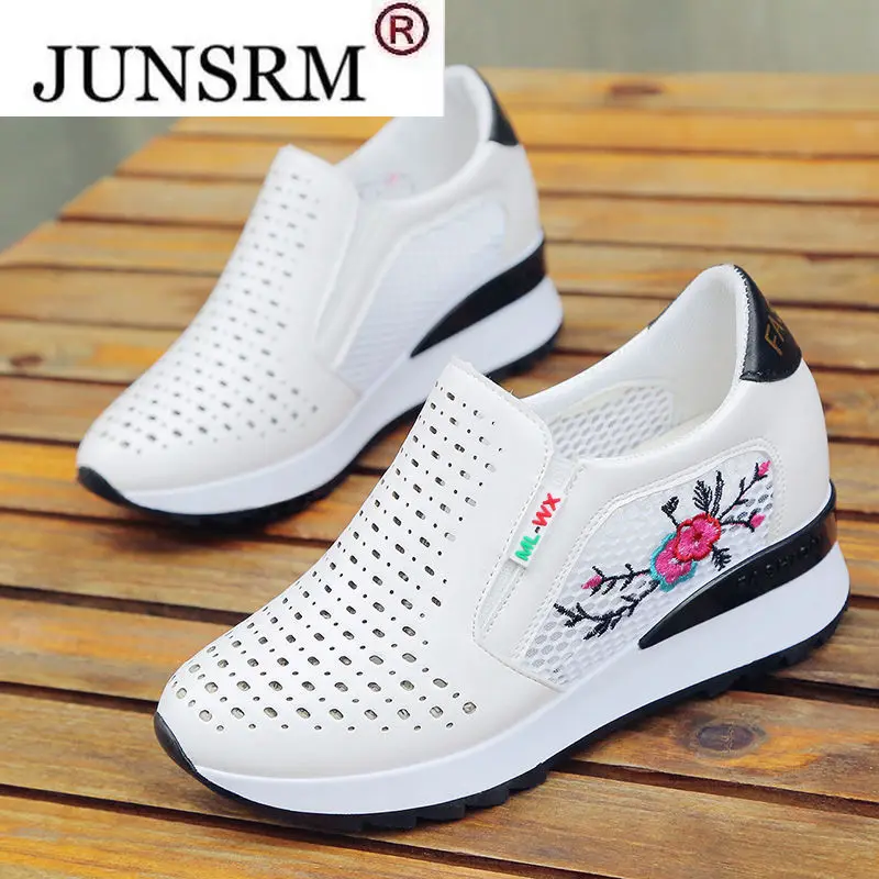 

Кроссовки женские без шнуровки, удобные лоферы, Повседневная летняя обувь, с вырезами, обувь для увеличения роста