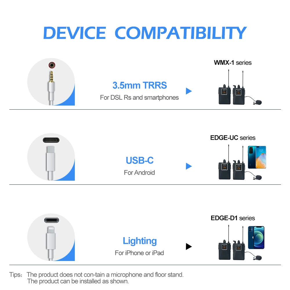 Двухканальный беспроводной петличный микрофон UHF на лацкане для однообъективной