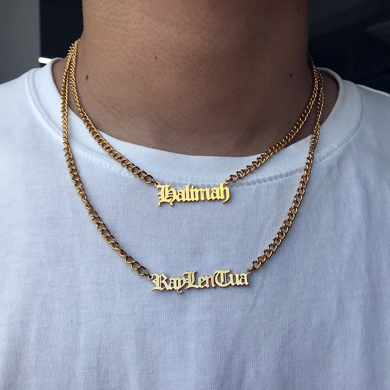 Uomo 3MM catena cubana collana con nome personalizzato collana con nome inglese antico collana da donna Hip Hop accessori acciaio inossidabile personalizzato