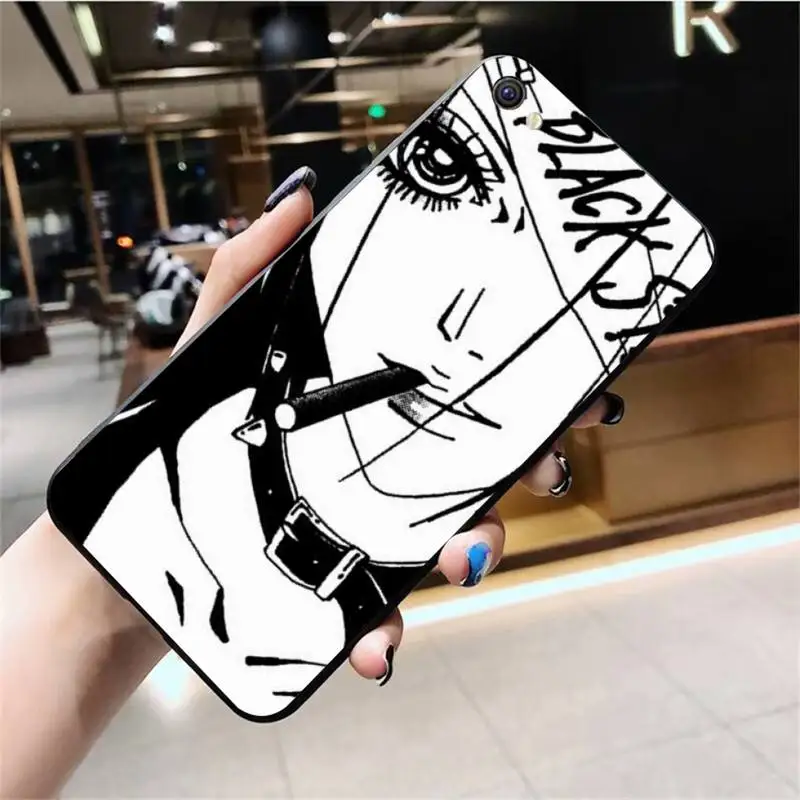 Черная фотография с изображением девушки бабушки из аниме для Vivo Y91c Y17 Y51 Y67 Y55 Y93 Y81S