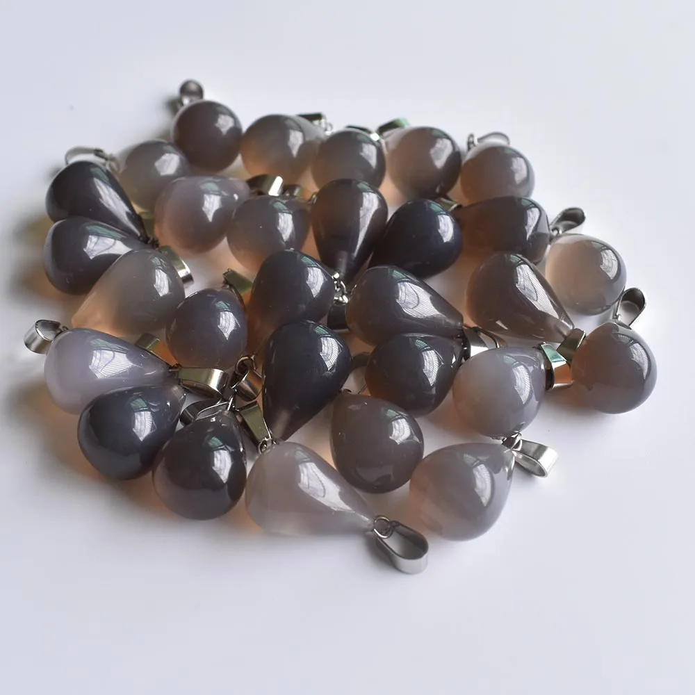 2020 модные горячие продажи натуральный серый оникс Подвески капли воды подвески