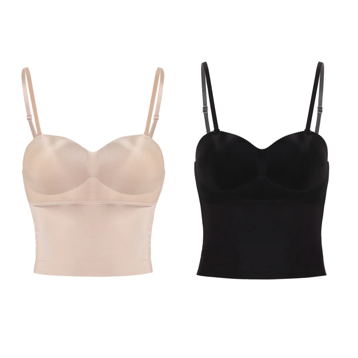 

Women Intimates Smooth Strapless Padded Push Up Tummy Control Longline Bra Bustier Top with Detachable Spaghetti Straps Shapers