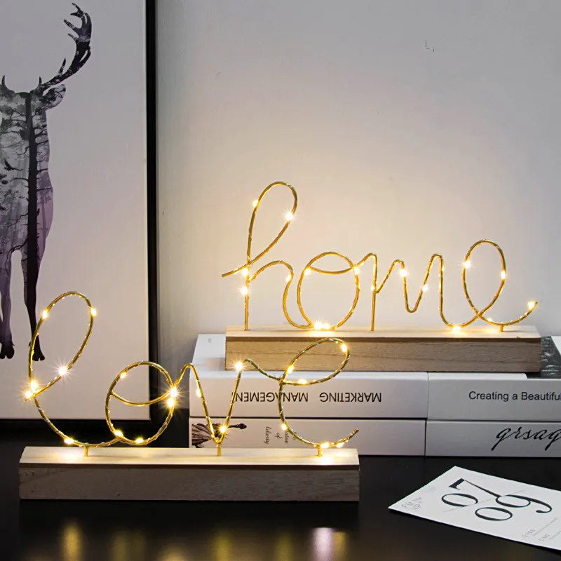 

LOVE Letters Lamp LED Light Living Room Bedroom Layout Decoration Ornaments Home Decorative Figurines Valentine's Birthday Gift