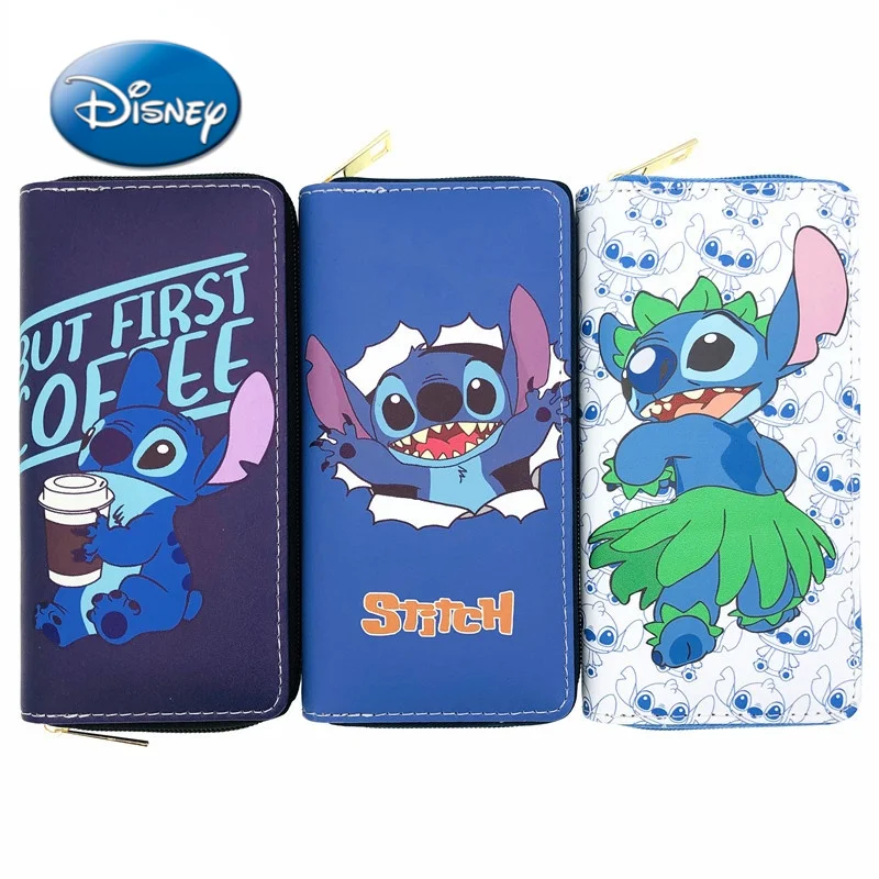 

New Disney Men's and Women's Short Zipper Wallet Coin Purse Card Holder Clutch Stitch Print Long Wallet High Quality Fashion