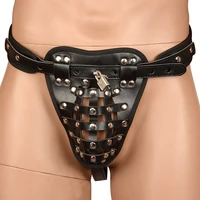 leather chastity cage panties penis bondage restraints belt male chastity device with lock penis cock cage sex toys men lingerie