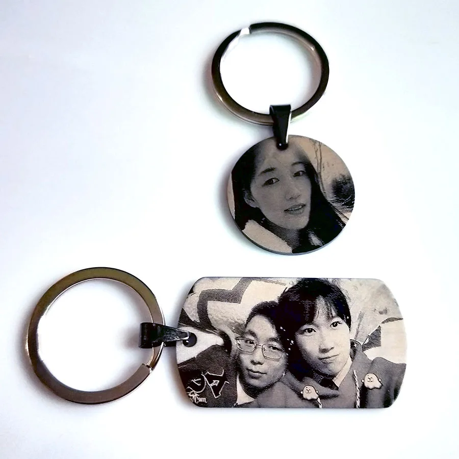 Пользовательские фото титановая стальная собачья бирка черный брелок с