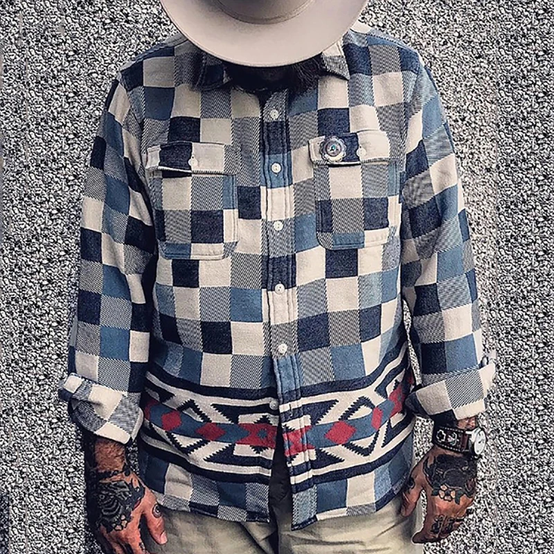 

Мужская повседневная куртка на пуговицах, клетчатый кардиган в хипстерском стиле с отложным воротником, свободная уличная одежда, осень 2021
