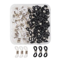 100pcsbox rubber connectors for glasses holder necklace chain eyeglass holders glasses rubber loop ends with iron findings
