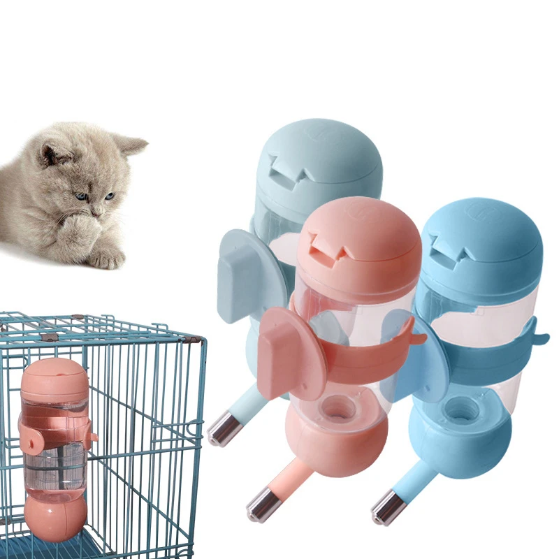 

350/500ml Pet Dog Drinking Hanging Waterer Cat Fountain Bottle Drinking Feeder For Dog water Bottle