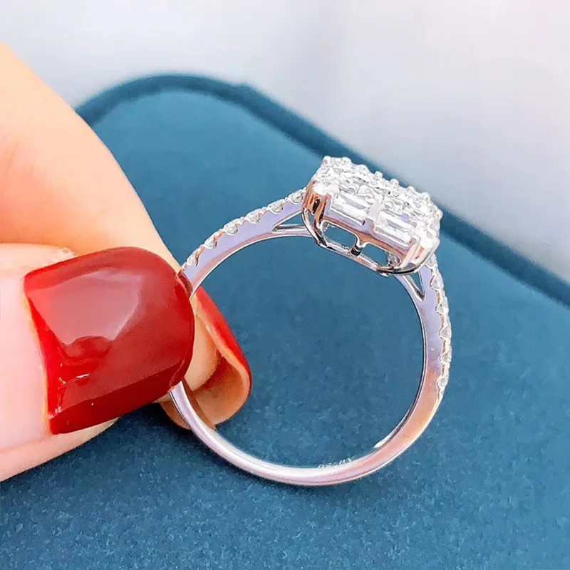 Роскошное квадратное обручальное кольцо QTT с фианитом кольца из стерлингового