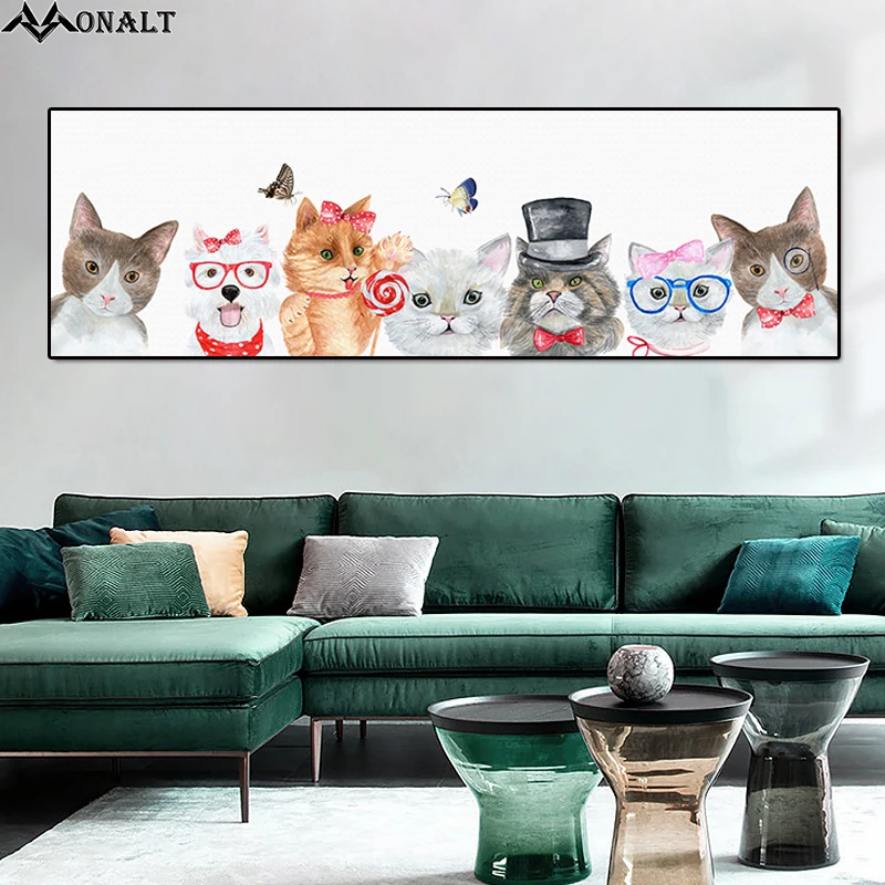 

Постер для домашних животных, кошка, собака, абстрактное искусство, холст, животное, картина маслом для гостиной, настенная печать, картина, ...