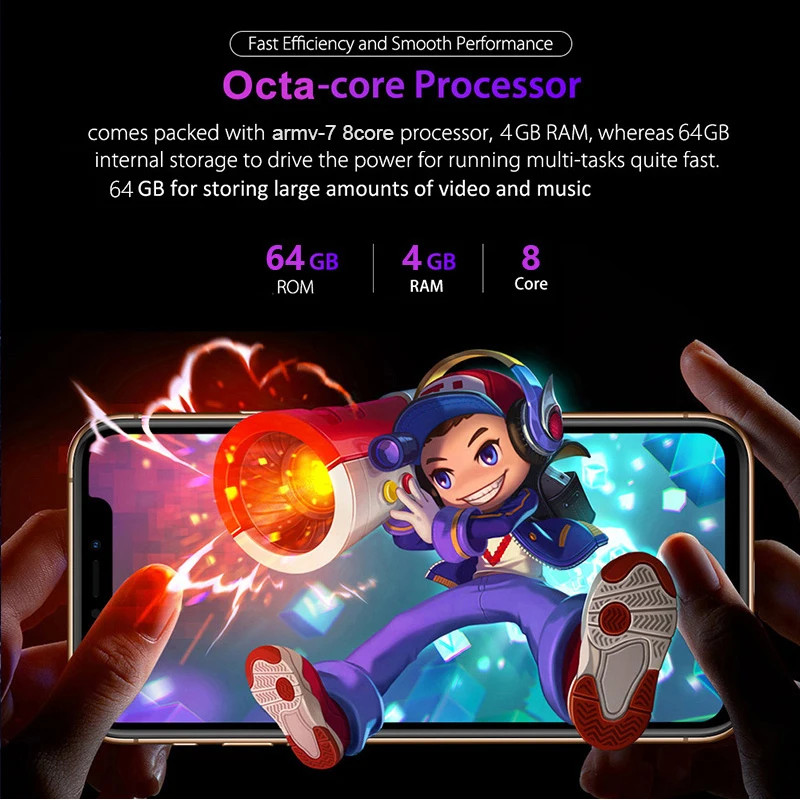 Смартфон Notch с большим экраном Android 6 5 дюйма металлический корпус