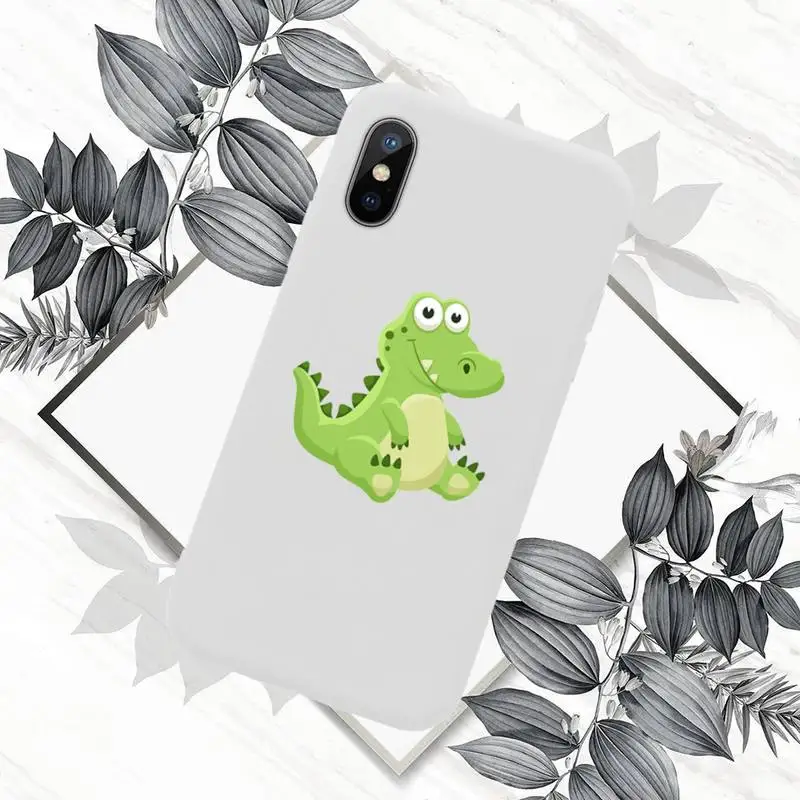

Cute Cartoon Crocodile Phone Case White Candy Color for iPhone 11 12 mini pro XS MAX 8 7 6 6S Plus X SE 2020 XR