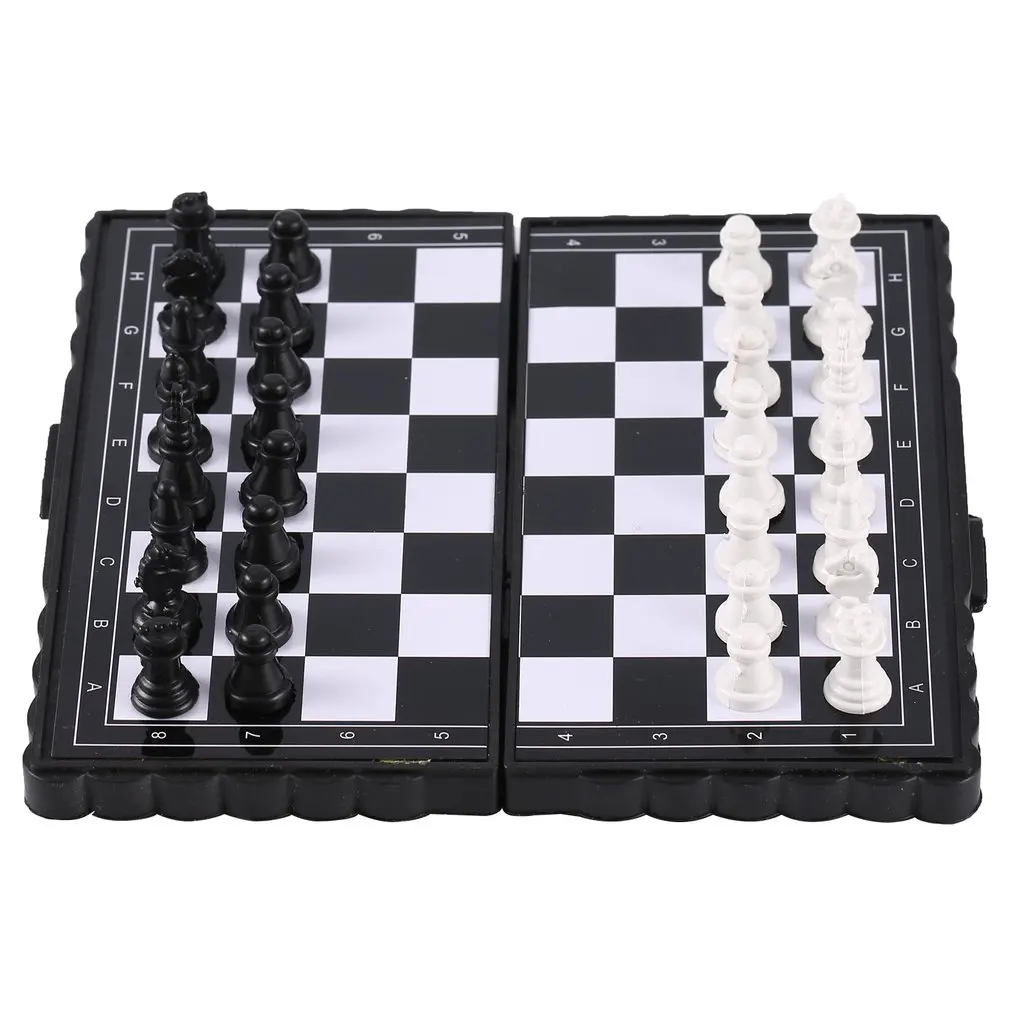 

Mini International Chess Folding Magnetic Plastic Chessboard Board Game Portable Kid Toy Portable 2021