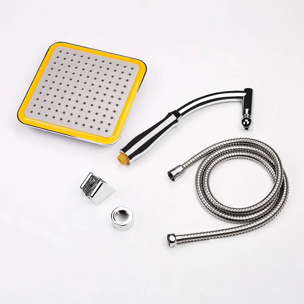With Holder and Pipe EVERSO " 6" " 10" 1" Душевая насадка для ванной, насадка для душа высокого давления, ручная Душевая насадка, набор Chuveiro Do Banheiro - Цвет: With Holder and Pipe
