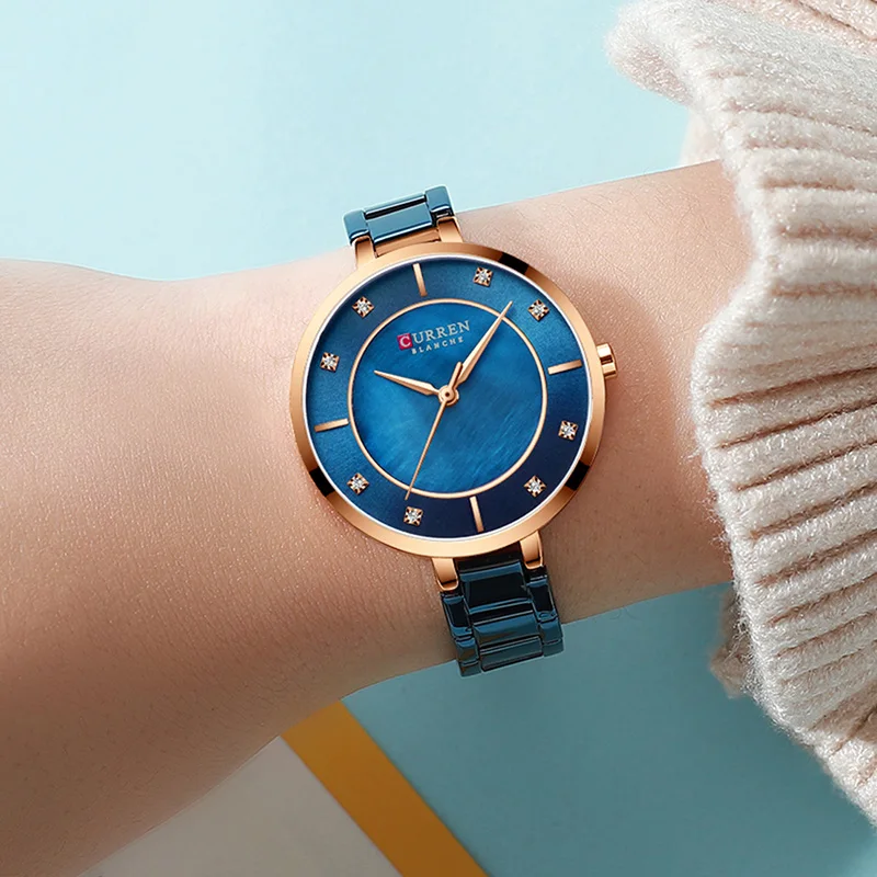 

Couple Watch Man And Woman Curren Stainless Steel Waterproof Lover's Watches Blue Couple Watches For Lovers Relojes Hombre 2019