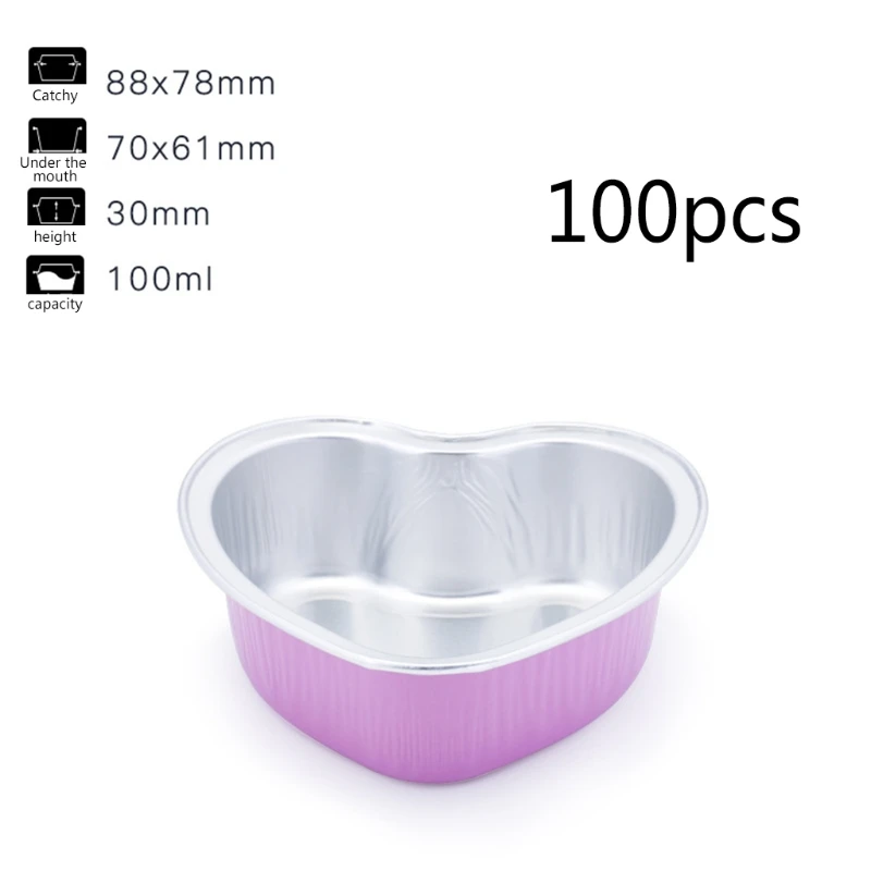 

Valentine Aluminum Foil Cake Pan Heart Shaped Cupcake Baking Cup with Lids 100 ml/ 3.4 ounces Disposable Mini Cupcake Cup Flan B