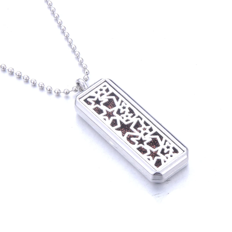 Квадратное ожерелье для ароматерапии из нержавеющей стали с распылителем