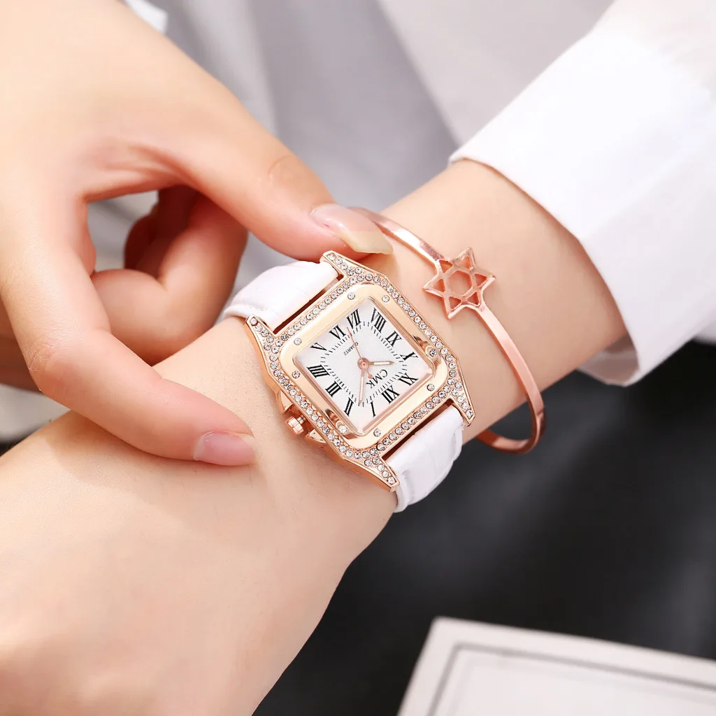 Часы наручные женские кварцевые с квадратным циферблатом люксовые