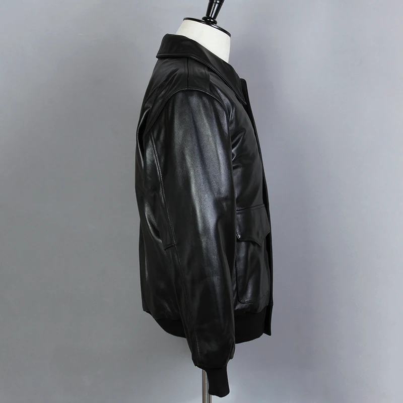 2020 модная мотоциклетная свободная Мужская куртка-бомбер из натуральной овечьей