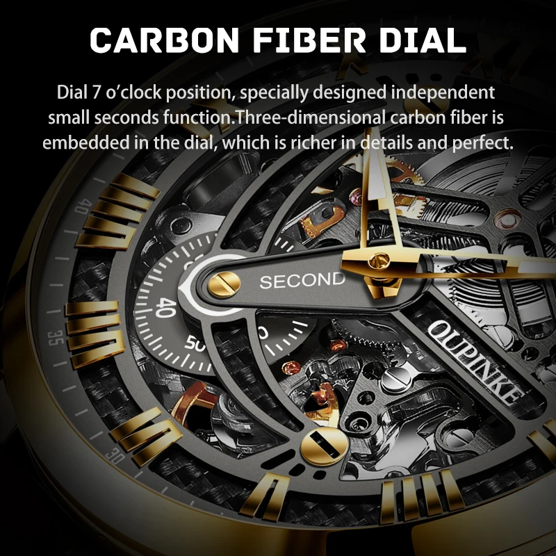 Роскошные Брендовые мужские автоматические механические часы-скелетоны OUPINKE