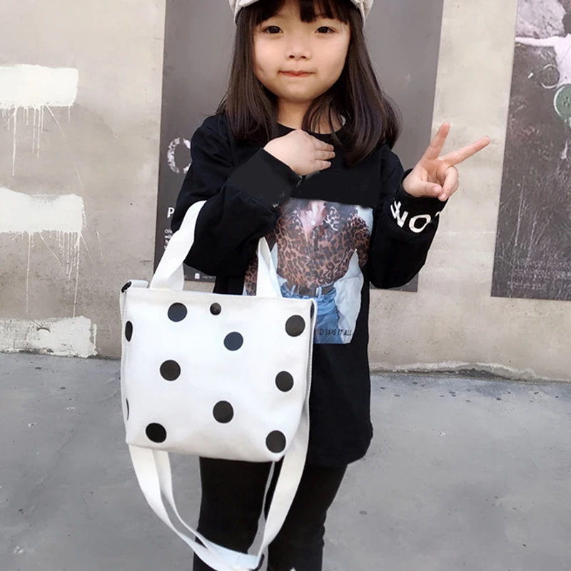 Children Cute Mini Purse Handbag Tote Canvas Dot Crossbody Bags For Kids Girls School Baby Small Hand | Багаж и сумки