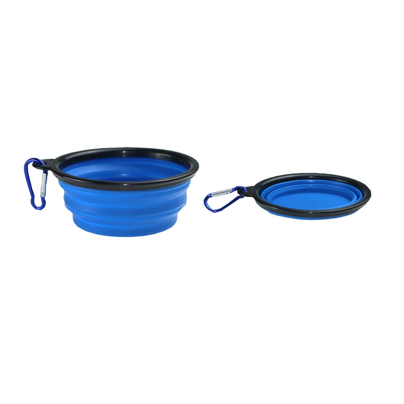A folding bowl-Blue Кормушка для домашних животных, 2 в 1, бутылка для воды для собак, складная миска для собак, для путешествий, для улицы, для еды, питьевой воды, фонтан для кошек и собак, BW609 - Цвет: A folding bowl-Blue